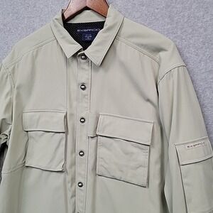 ExOfficio Utility Shirt Jacket Overshirt Nylon MultiPocket Travel Khaki Mens XL